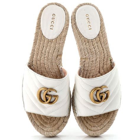 Gucci Women's GG Matelassé Espadrille Slide Sandals